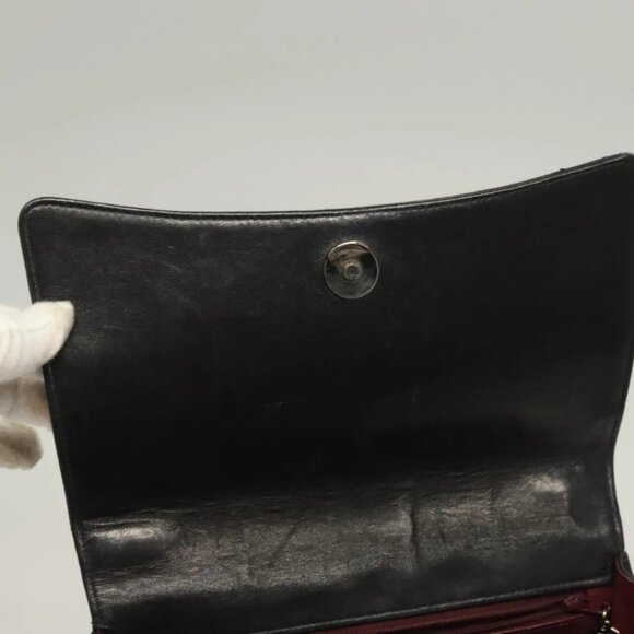 CHANEL Matelasse Chain Hand Bag Lamb Skin Black Silver CC Auth 133037 - Picture 13 of 16